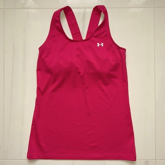 Under Armour Tops - Hot Pink Under Armour Workout Tank with Built-in Shelf Bra Size S